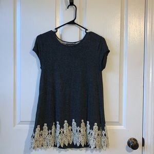 Jolt grey shirt with white lace bottom